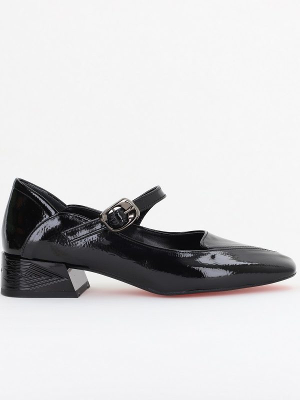 Pantofi Casual Damă cu Toc Jos din Piele Ecologică culoare Negru BS504D2410008 122