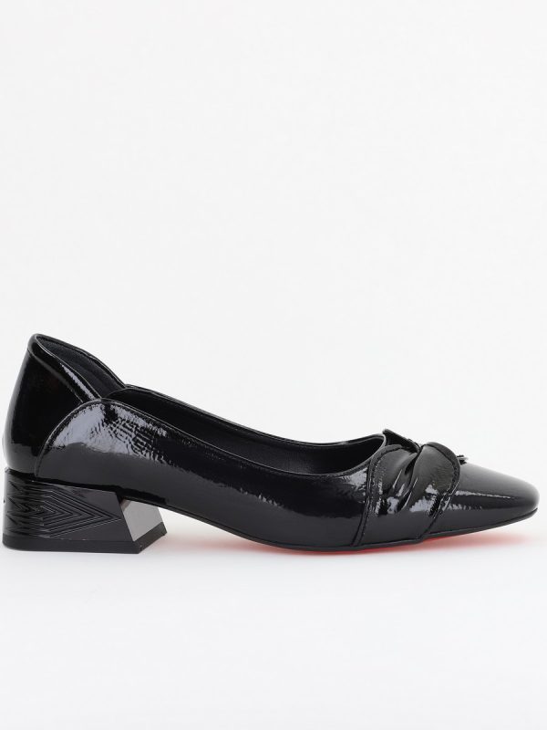 Pantofi Casual Damă cu Toc Jos din Piele Ecologică culoare Negru Lac BS506D2410942 120