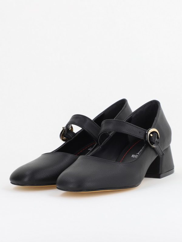 Pantofi Casual Damă cu Toc Jos din Piele Ecologică culoare Negru mat BS210AY2410926 119