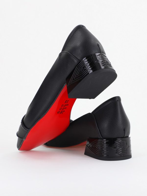 Pantofi Casual Damă cu Toc Jos din Piele Ecologică culoare Negru Mat BS506D2410941 122