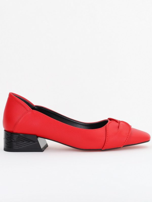 Pantofi Casual Damă cu Toc Jos din Piele Ecologică culoare Roșu mat BS506D2410937 120