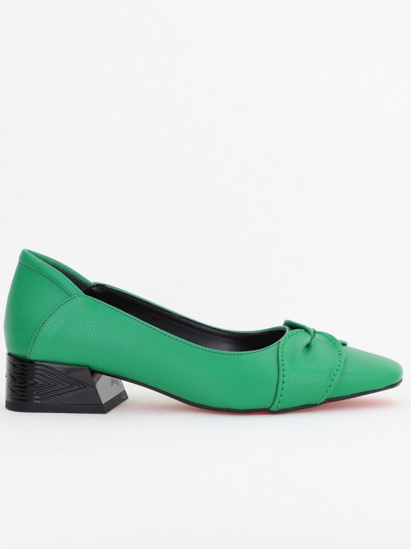 Pantofi Casual Damă cu Toc Jos din Piele Ecologică culoare Verde mat BS506D2410944 120