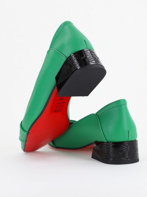 Pantofi Casual Damă cu Toc Jos din Piele Ecologică culoare Verde mat BS506D2410944 121