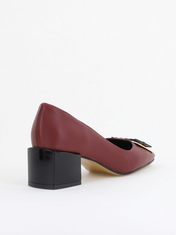 Pantofi cu Toc Eleganti cu Pietricele din Piele Ecologică culoare Bordo- BS131AY2410022 122