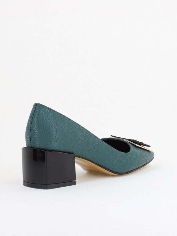 Pantofi cu Toc Eleganti cu Pietricele din Piele Ecologică culoare Verde petrol- BS131AY2410023 122