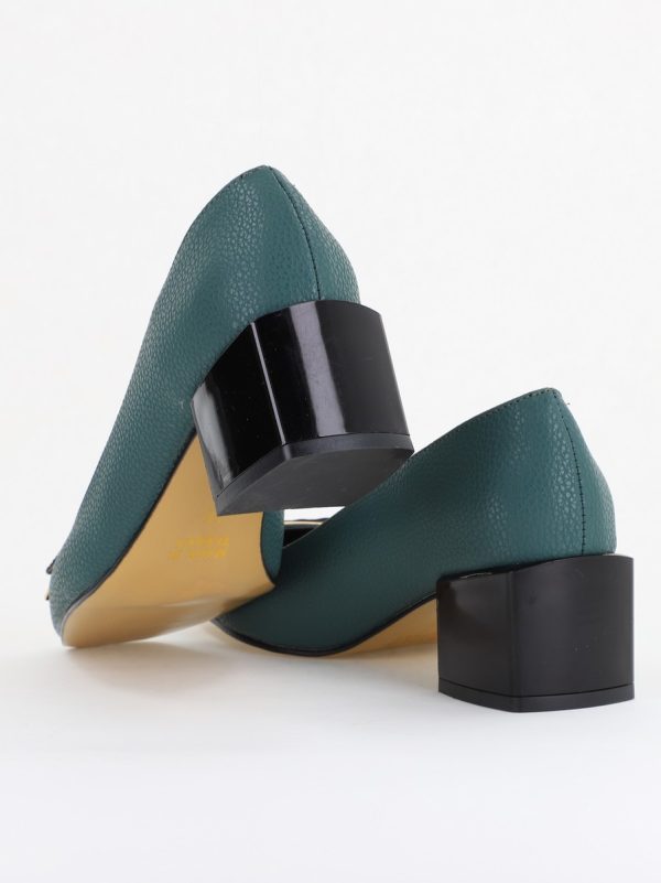 Pantofi cu Toc Eleganti cu Pietricele din Piele Ecologică culoare Verde petrol- BS131AY2410023 123