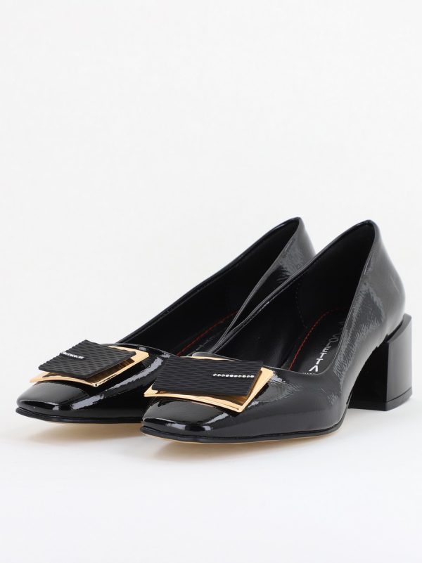 Pantofi cu Toc Eleganti cu Pietricele din Piele Ecologică culoare Negru- BS131AY2410021 119