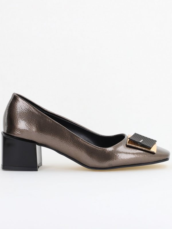 Pantofi cu Toc Eleganti cu Pietricele din Piele Ecologică culoare Platină - BS131AY2410020 120