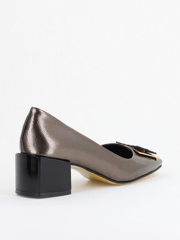 Pantofi cu Toc Eleganti cu Pietricele din Piele Ecologică culoare Platină - BS131AY2410020 122