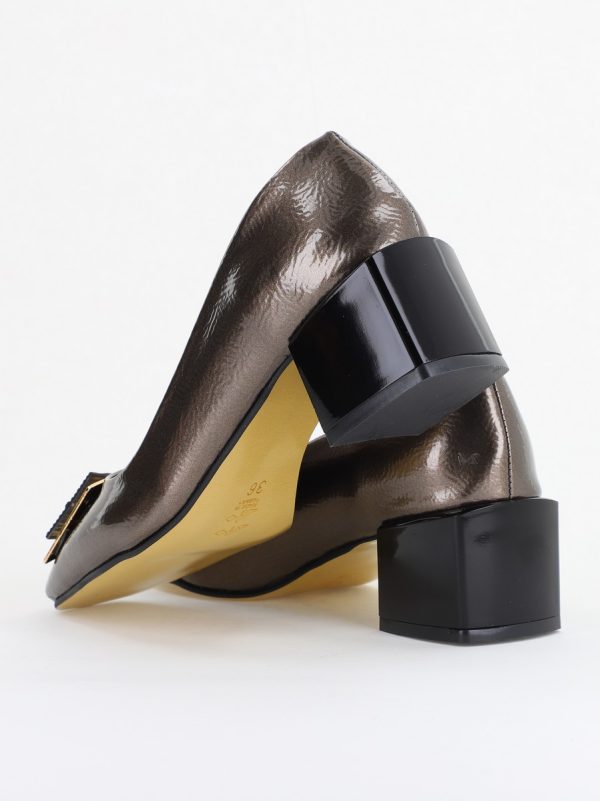 Pantofi cu Toc Eleganti cu Pietricele din Piele Ecologică culoare Platină - BS131AY2410020 123