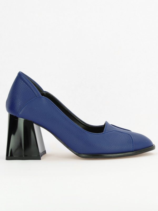 Pantofi Damă Casual cu Toc din Piele Ecologică culoare Bleumarin (BS673AY2410996) 120