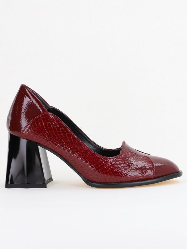 Pantofi Damă Casual cu Toc din Piele Ecologică culoare Bordo (BS673AY2410990) 120