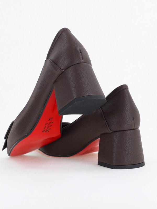Pantofi Damă Casual cu Toc din Piele Ecologică culoare Cafeniu mat (BS800D2410984) 122