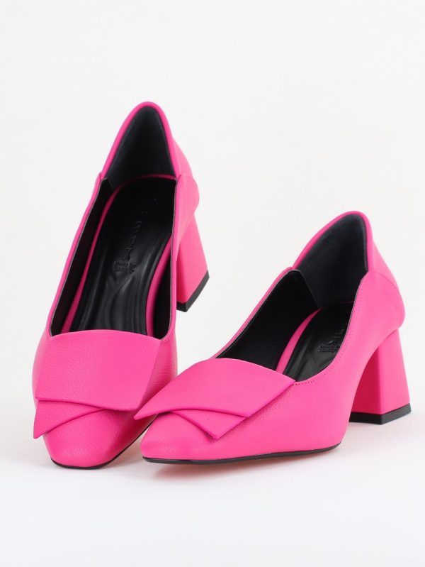 Pantofi Damă Casual cu Toc din Piele Ecologică culoare Fuchsia mat (BS800D2410982) 119