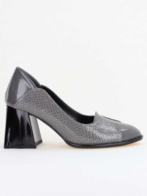 Pantofi Damă Casual cu Toc din Piele Ecologică culoare Gri (BS673AY2410991) 120