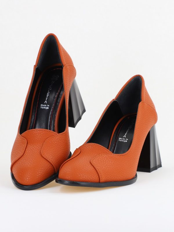 Pantofi Damă Casual cu Toc din Piele Ecologică culoare Maro mat (BS673AY2410995) 119