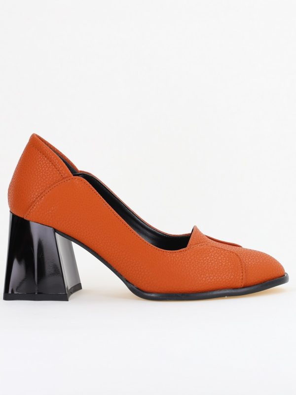 Pantofi Damă Casual cu Toc din Piele Ecologică culoare Maro mat (BS673AY2410995) 120