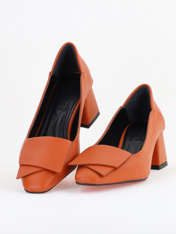 Pantofi Damă Casual cu Toc din Piele Ecologică culoare Maro mat (BS800D2410987) 119