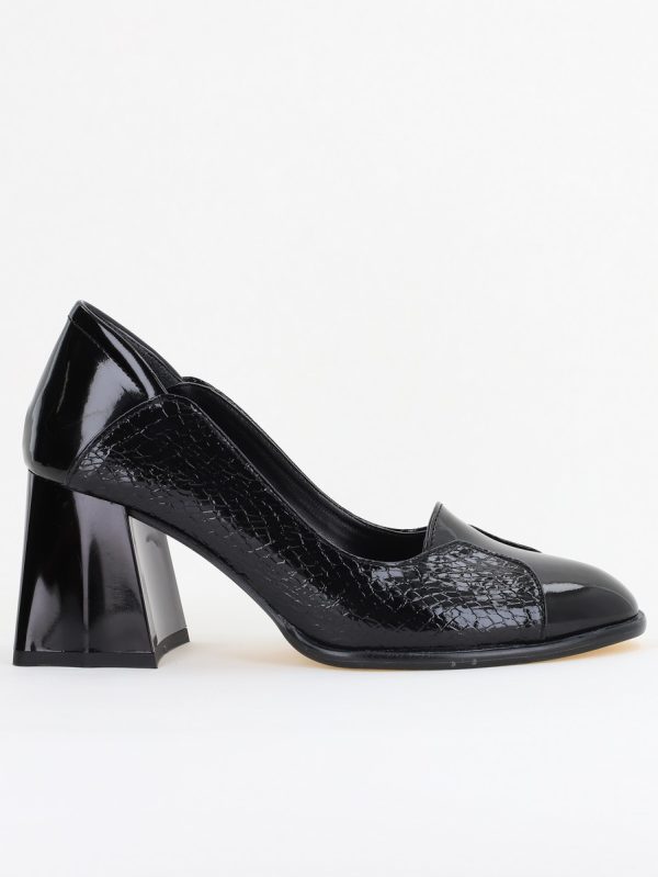 Pantofi Damă Casual cu Toc din Piele Ecologică culoare Negru lac (BS673AY2410992) 120