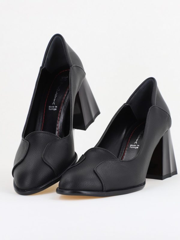 Pantofi Damă Casual cu Toc din Piele Ecologică culoare Negru (BS673AY2410998) 119