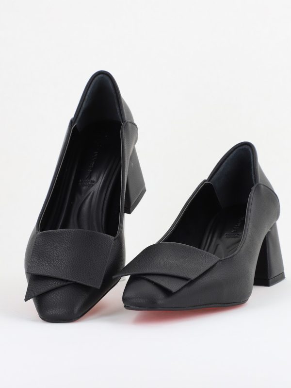 Pantofi Damă Casual cu Toc din Piele Ecologică culoare Negru mat (BS800D2410981) 119