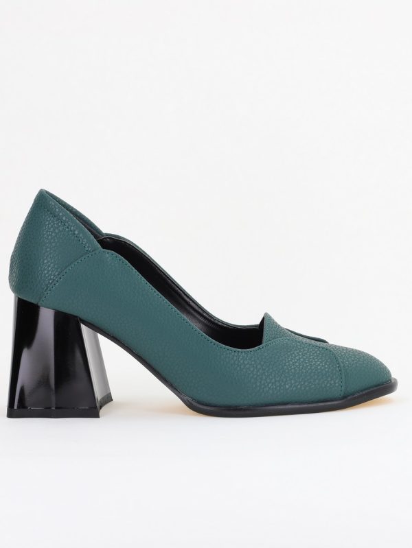 Pantofi Damă Casual cu Toc din Piele Ecologică culoare Verde petrol (BS673AY2410997) 120