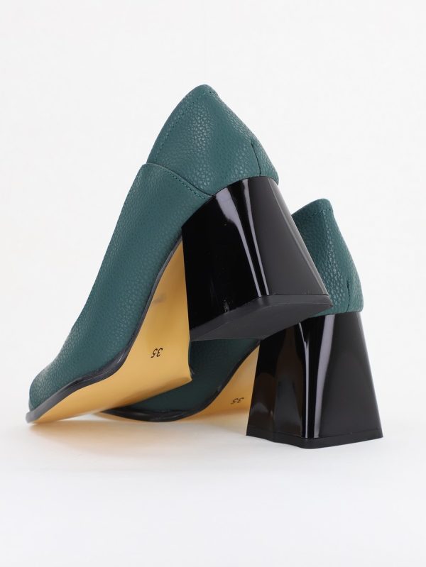 Pantofi Damă Casual cu Toc din Piele Ecologică culoare Verde petrol (BS673AY2410997) 122