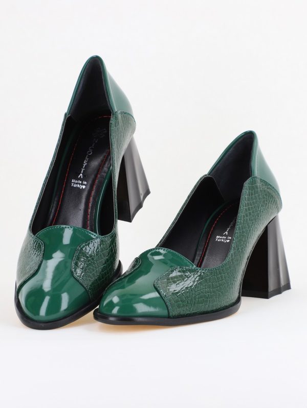 Pantofi Damă Casual cu Toc din Piele Ecologică culoare Verde (BS673AY2410989) 119