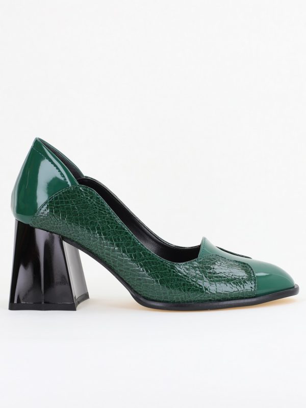 Pantofi Damă Casual cu Toc din Piele Ecologică culoare Verde (BS673AY2410989) 120