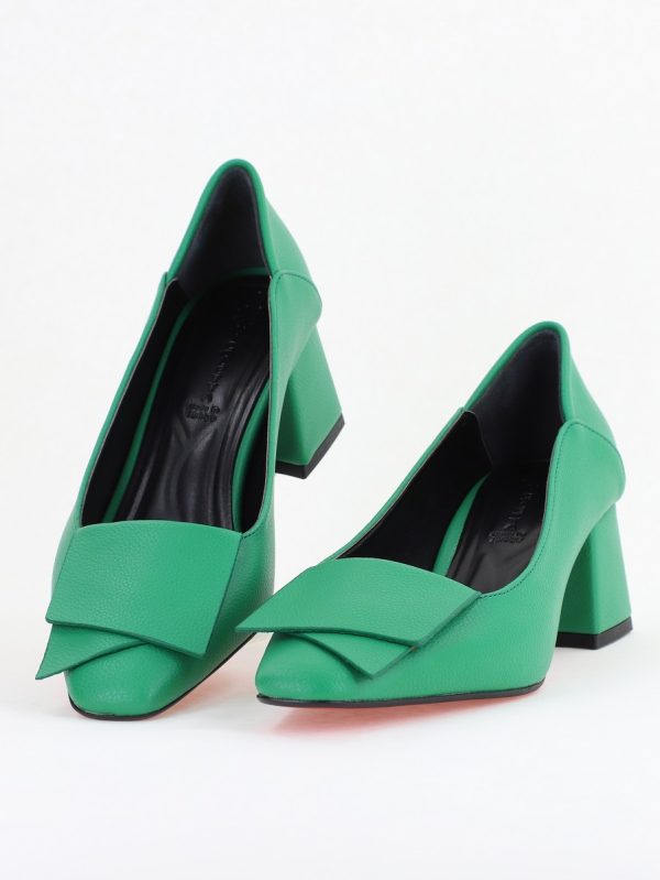 Pantofi Damă Casual cu Toc din Piele Ecologică culoare Verde mat (BS800D2410988) 119
