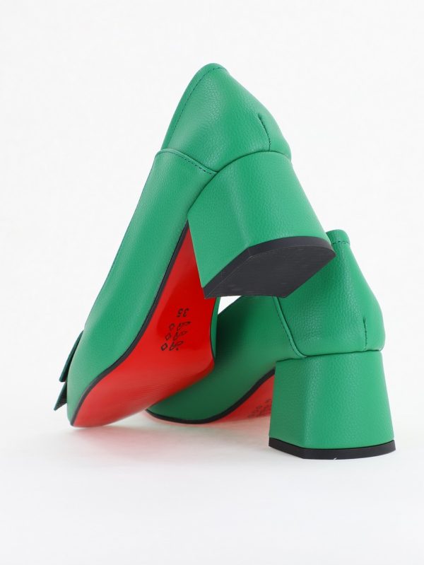 Pantofi Damă Casual cu Toc din Piele Ecologică culoare Verde mat (BS800D2410988) 122