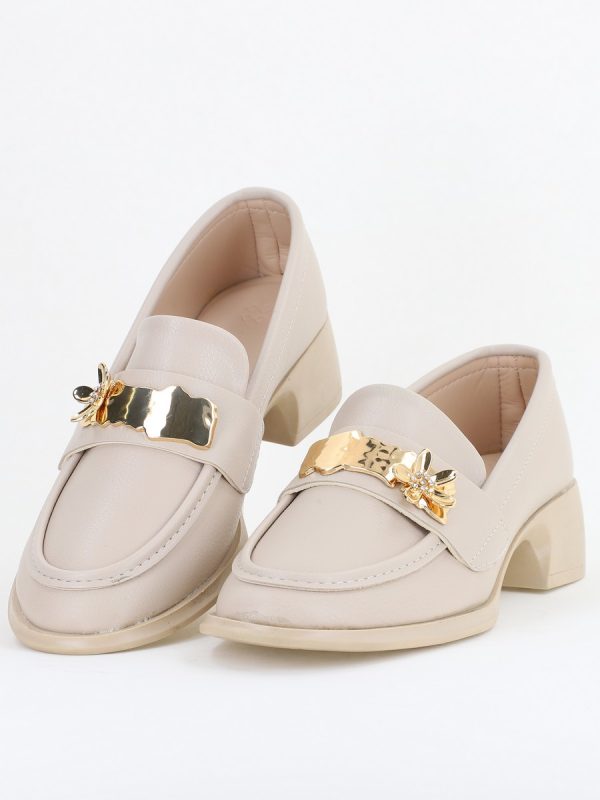 Pantofi Damă Casual Tip Loafer Piele Ecologică Bej mat - BS4013AY2409878 119