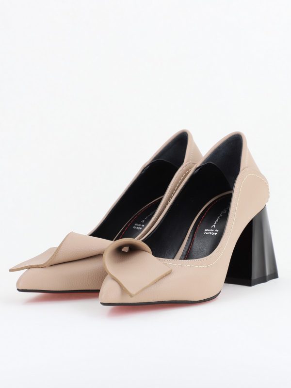 Pantofi Damă cu Toc din Piele Ecologică bej mat BS2007D2410916 119