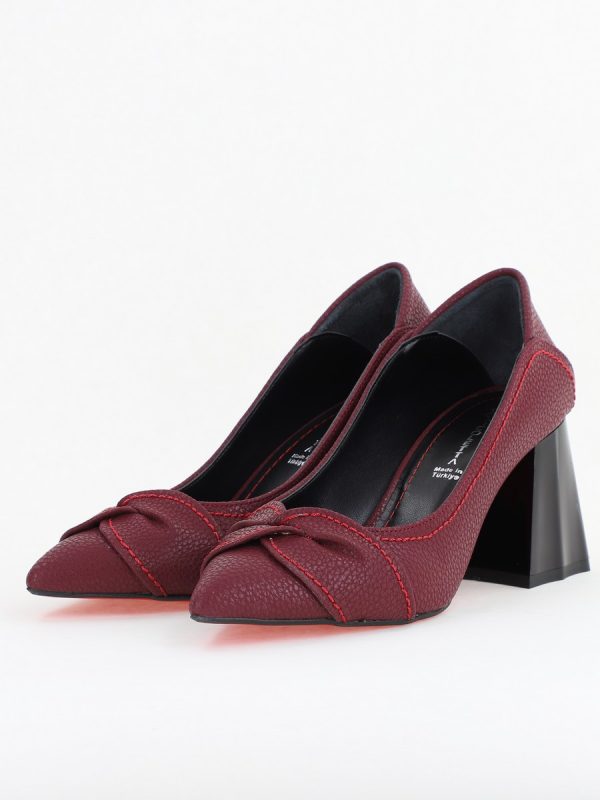 Pantofi Damă cu Toc din Piele Ecologică Bordo mat(BS2006D2409885) 120