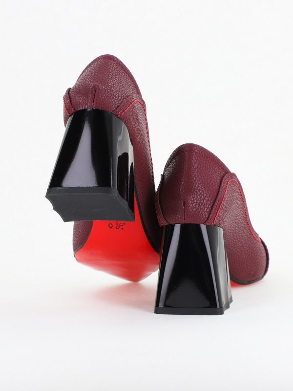 Pantofi Damă cu Toc din Piele Ecologică Bordo mat(BS2006D2409885) 126