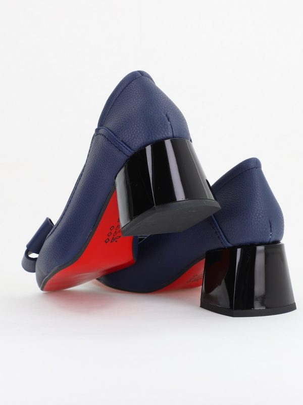 Pantofi Damă cu Toc din Piele Ecologică cu fundiță Bleumarin (BS5002D2410978) 122