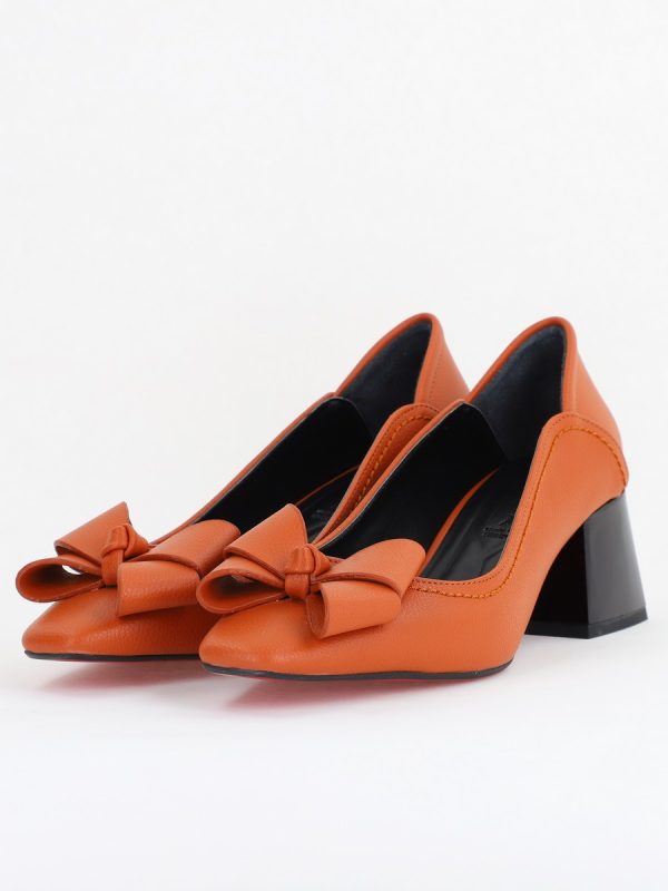 Pantofi Damă cu Toc din Piele Ecologică cu fundiță Maro (BS5002D2410977) 119