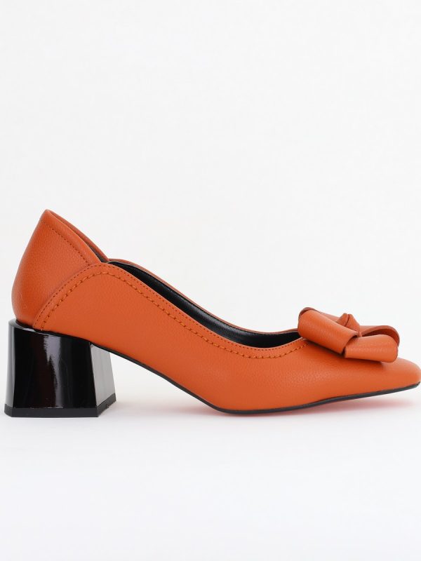 Pantofi Damă cu Toc din Piele Ecologică cu fundiță Maro (BS5002D2410977) 120