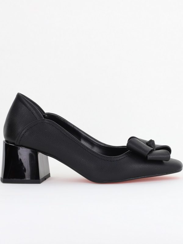 Pantofi Damă cu Toc din Piele Ecologică cu fundiță Negru mat (BS5002D2410973) 120