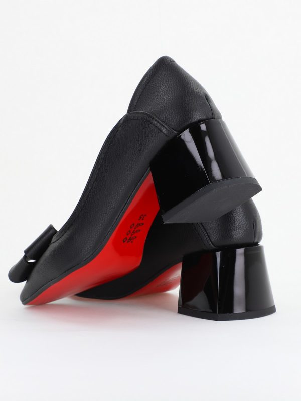 Pantofi Damă cu Toc din Piele Ecologică cu fundiță Negru mat (BS5002D2410973) 122