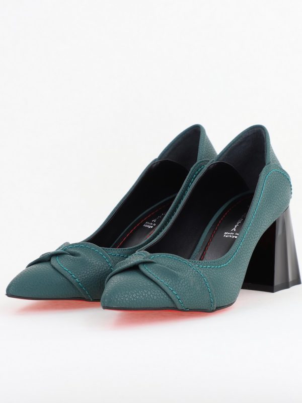 Pantofi Damă cu Toc din Piele Ecologică Verde petrol(BS2006D2409888) 119