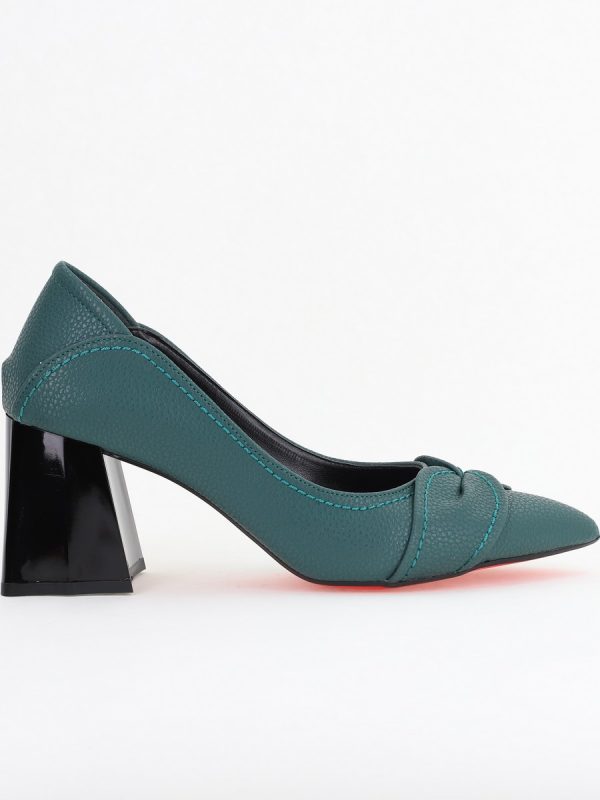 Pantofi Damă cu Toc din Piele Ecologică Verde petrol(BS2006D2409888) 120