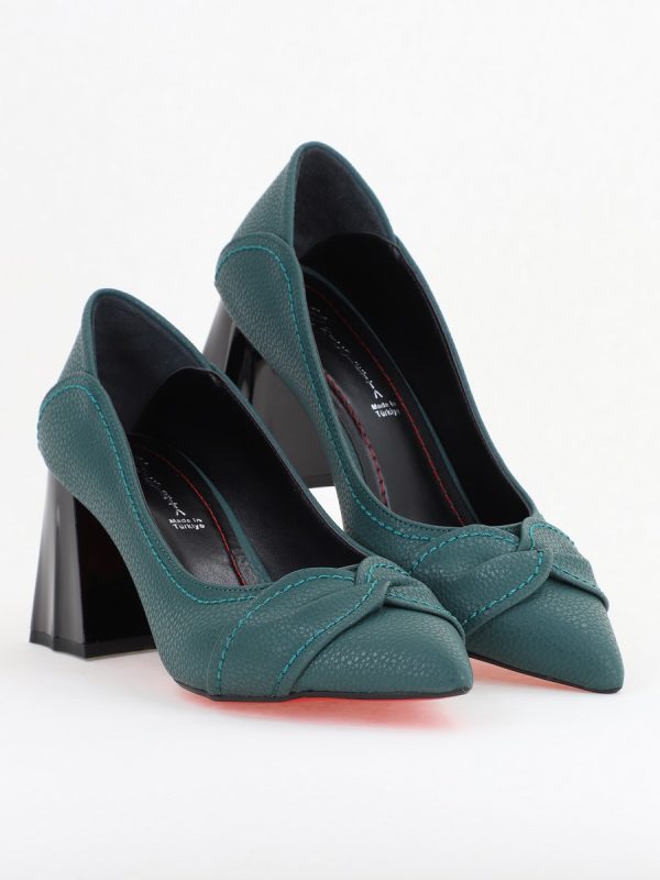 Pantofi Damă cu Toc din Piele Ecologică Verde petrol(BS2006D2409888) 122
