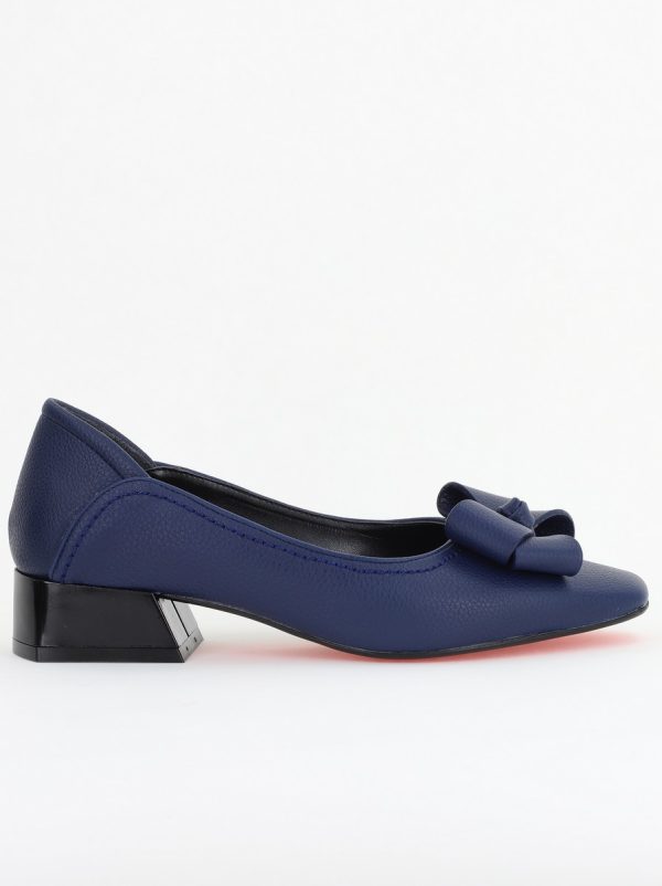 Pantofi Damă cu Toc Jos din Piele Ecologică cu fundiță bleumarin mat (BS502D2409880) 120