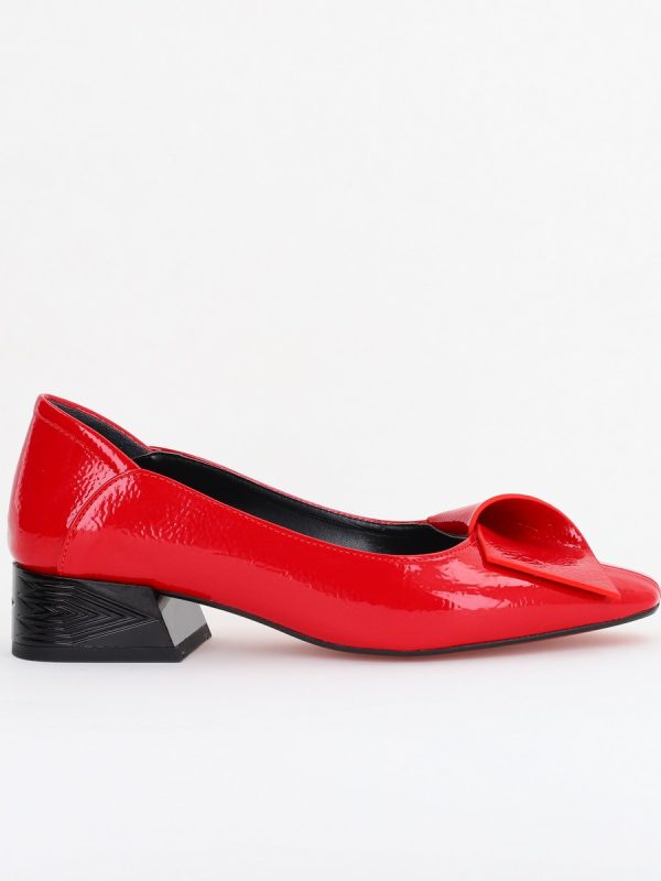 Pantofi Damă cu Toc Jos din Piele Ecologică Roșu lac (BS503D2410003) 120