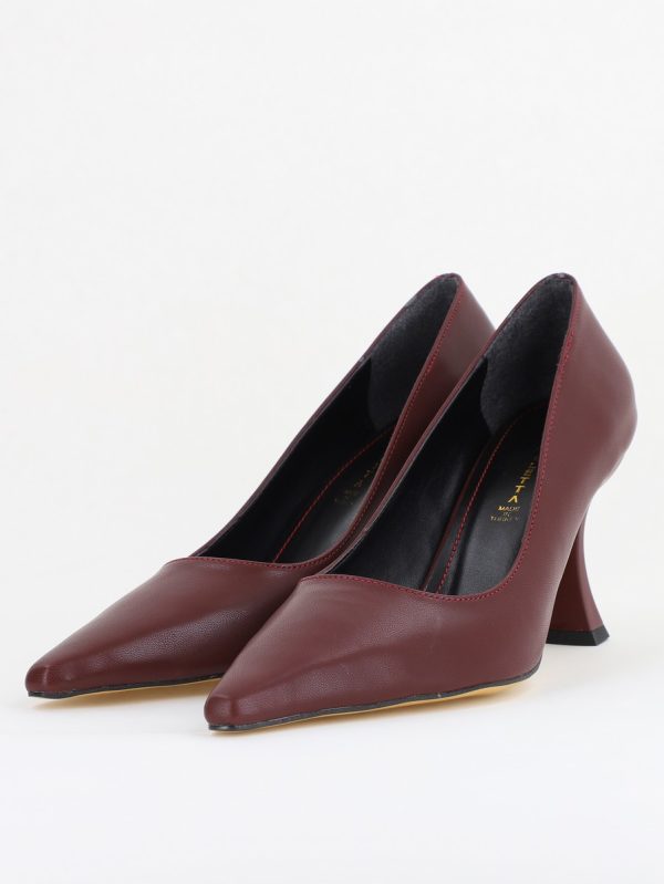 Pantofi Damă Stiletto Bordo Mat din Piele Ecologica (BS0203AY2410051) 119