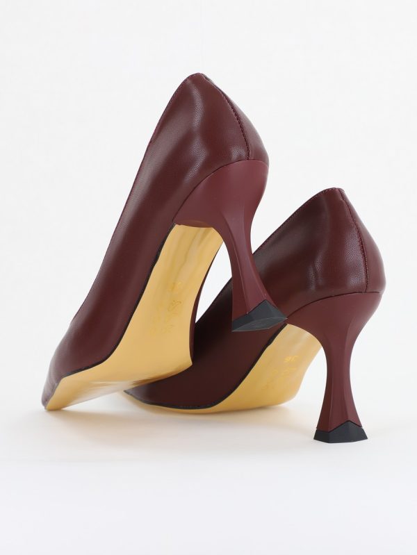 Pantofi Damă Stiletto Bordo Mat din Piele Ecologica (BS0203AY2410051) 122