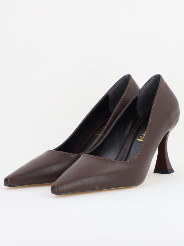 Pantofi Damă Stiletto Cafeniu Mat din Piele Ecologica (BS0203AY2410053) 119
