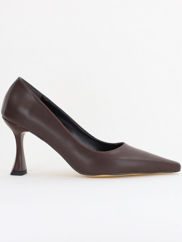 Pantofi Damă Stiletto Cafeniu Mat din Piele Ecologica (BS0203AY2410053) 120