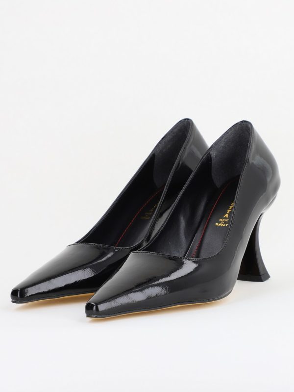 Pantofi Damă Stiletto Negru Lac din Piele Ecologica (BS0203AY2410063) 119
